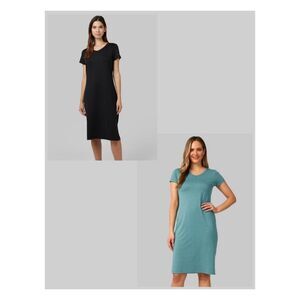 32 Degrees Black and Biscay Bay Heather Cool T-Shirt Dresses Size XXL